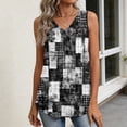 thumbnail image 5 of Iaqnaocc Tank Tops for Women Summer Sleeveless Loose Fit Geometric Print Pleated T Shirts Casual Basic V-Neck Womens Fashion Clothes Dark Gray M, 5 of 6
