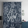 thumbnail image 5 of Navy Blue Christmas Semi Sheer Curtains Drapes for Living Room,Bedroom,French Doors Window 96 Inches Long,Retro Rustic Winter Snowflakes Xmas Rod Pocket Chiffon Curtain Drapery Voile Draperies Panel, 5 of 6