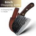 thumbnail image 6 of Meat Cleaver Knife 6" Handmade Forged Kitchen Butcher Knife Serbian Chef Knife Full Tang with Sheath High Carbon Steel Knives for Camping BBQ Cutting, 6 of 8