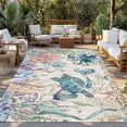 thumbnail image 2 of Vintage Coastal Outdoor Rug for Patio/Deck/Porch, Non-Slip Large Area Rug 6 x 9 Ft, Sea Turtle Octopus Coral Beach Nautical Indoor Outdoor Rugs Washable Area Rugs, Camping Rug Carpet Runner, 2 of 8