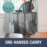 CleverMade Collapsible Fabric Laundry Hamper LUXE, Gray, Adult