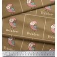 thumbnail image 2 of Soimoi Brown Viscose Chiffon Fabric Text & Owl Bird Print Fabric by Yard 42 Inch Wide, 2 of 3