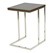Pemberly Row Modern Wood Veneer & High Polished Steel Tray Table in Espresso