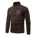 thumbnail image 2 of TFEOQRY Men's Turtleneck Sweater Pocket Pattern Long Sleeve Casual Pullover Fall Winter Warm Top Coffee, 2 of 5