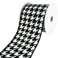 thumbnail image 1 of Christmas Flocked Houndstooth Wired Ribbon, 4-Inch, 10-Yard, 1 of 1