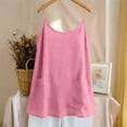 thumbnail image 6 of WTXUE Women Cotton Linen Tank Tops Casual Sleeveless Crewneck Camisole Loose Fit Spaghetti Strap Cami Shirts Sundress with Pockets Dressy Casual Beach Vacation Blouses Business Work Tops Pink L, 6 of 6