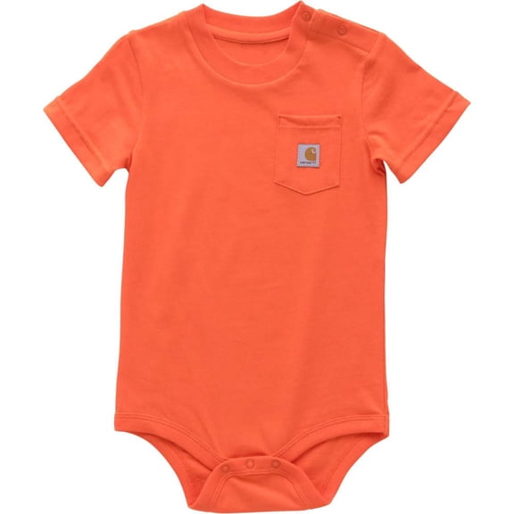 Body para bebé Carhartt de manga corta con bolsillo, 12 meses, naranja granadina