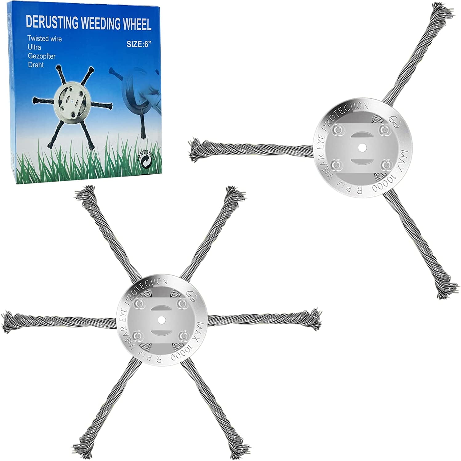 Cokacot 2 Pack 6 inch Steel Wire Brush Cutter Trimmer Head, Wired