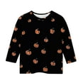 thumbnail image 4 of MKOSPLRT Kids' 3/4 Sleeve Halloween Shirts Boys Girls Crew Neck Graphic Tees Funny Pumpkin Ghosts Tops Casual Fall T-Shirts 3-12 Years, 4 of 5