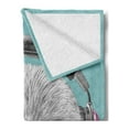thumbnail image 2 of Sloth Soft Flannel Fleece Throw Blanket, DJ Animal Portrait Headphones Funny Modern Character Cool Smiling, Cozy Plush for Indoor and Outdoor Use, 50" x 60", Teal Grey Fuchsia, by Ambesonne, 2 of 5