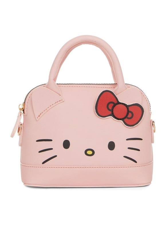 Hello Kitty Leather Crossbody Handbag, Faux PU Leather Crossbody Bag for Adults Pink