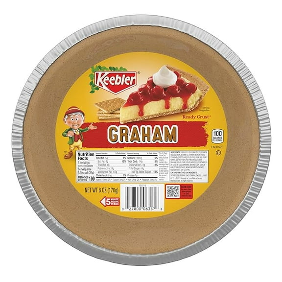 (1 pack) Keebler Ready Crust 9-Inch Graham Cracker Pie Crust, Premade Pie Crust For Baking And No-Bake, 6 oz
