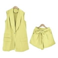 thumbnail image 2 of Blazer Short Sets Women 2 Piece Outfits Business Suit Sleeveless Button Vest Tops Shorts Blazer Sets Dressy Casual Suits Ladies Elegant Wedding Gest Formal Sets, 2 of 5