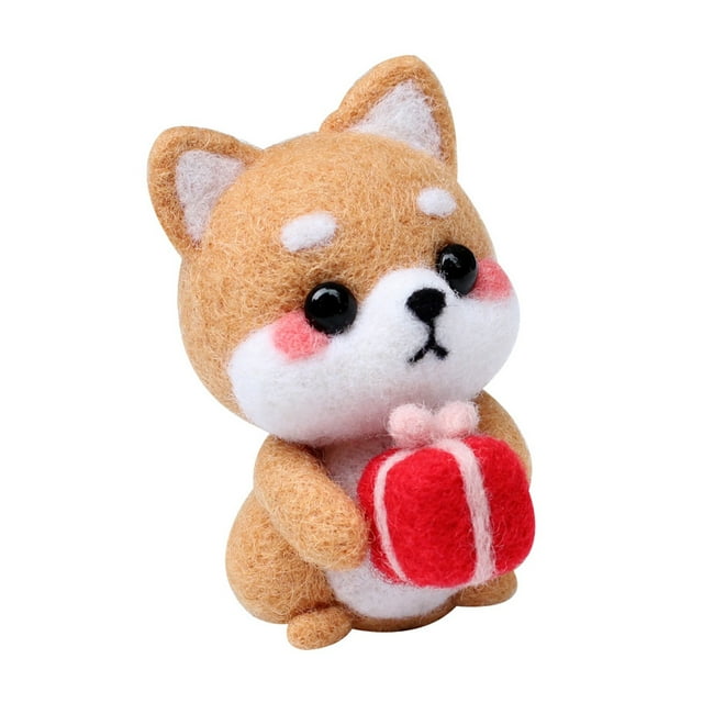 EQWLJWE Plush Cute Dog Pattern Handmade DIY Poke Wool Felts Material Production Package