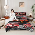thumbnail image 4 of jejeloiu Firefighting Truck Full Size Comforter Sets,Emergency Rescue Vehicle Bedding Comforter Set,Red Black Bedding Sets For Boys Girl,Microfiber Bedroom Decor Reversible,3pcs, 4 of 8