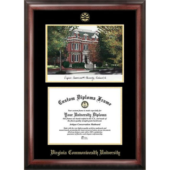 Campus Images  Virginia Commonwealth UniversityGold embossed diploma frame with Campus Images lithograph