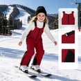 thumbnail image 3 of Spazoro Girls Ski Bib Overalls with Multi‑Pockets, Loose Fit Zip Up Waterproof Windproof Snow Gaiters Winter Snowboarding Bib Pants Red Size 11-12, 3 of 8