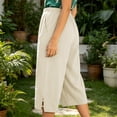 thumbnail image 5 of SHTXOZHI Womens Basic Capri Pants Elastic Waisted Straight Leg Ruched Capris Casual Vacation Bottoms with Pockets, 5 of 6
