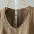 thumbnail image 4 of Ohufall Summer Cotton Linen Blouses for Women Fashion Casual Solid Color Side Split Crew Neck Tank Tops Womens Relaxed Fit Pullover Sleeveless Shirts, 4 of 6