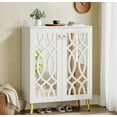 thumbnail image 2 of Mirrored 5-Tier White Modern Shoe Cabinet with Doors, Large Wooden Freestanding 25-Pair Shoe Rack Storage for Entryway, Bedroom, 2 of 6