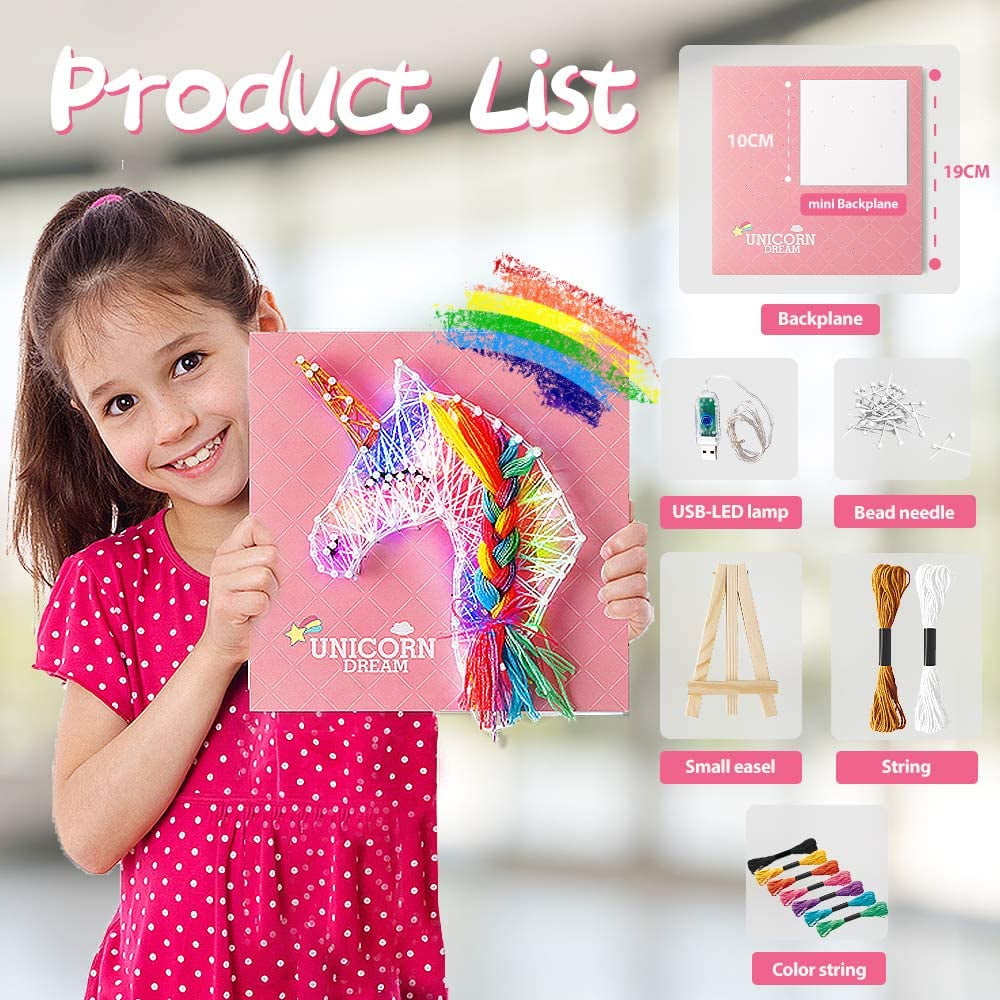 Great Choice Products Unicorn String Art Craft Kit For Girls Age 8-12,Astronaut  Unicorn Light