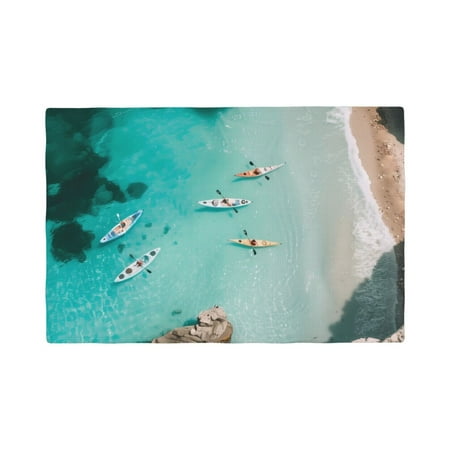 

Placemats Set of 4 Turquoise Beach Kayaking Place mats for Dining Table Indoor/Outdoor Cute Heat Resistant Washable Table Mats(18 x 12 )