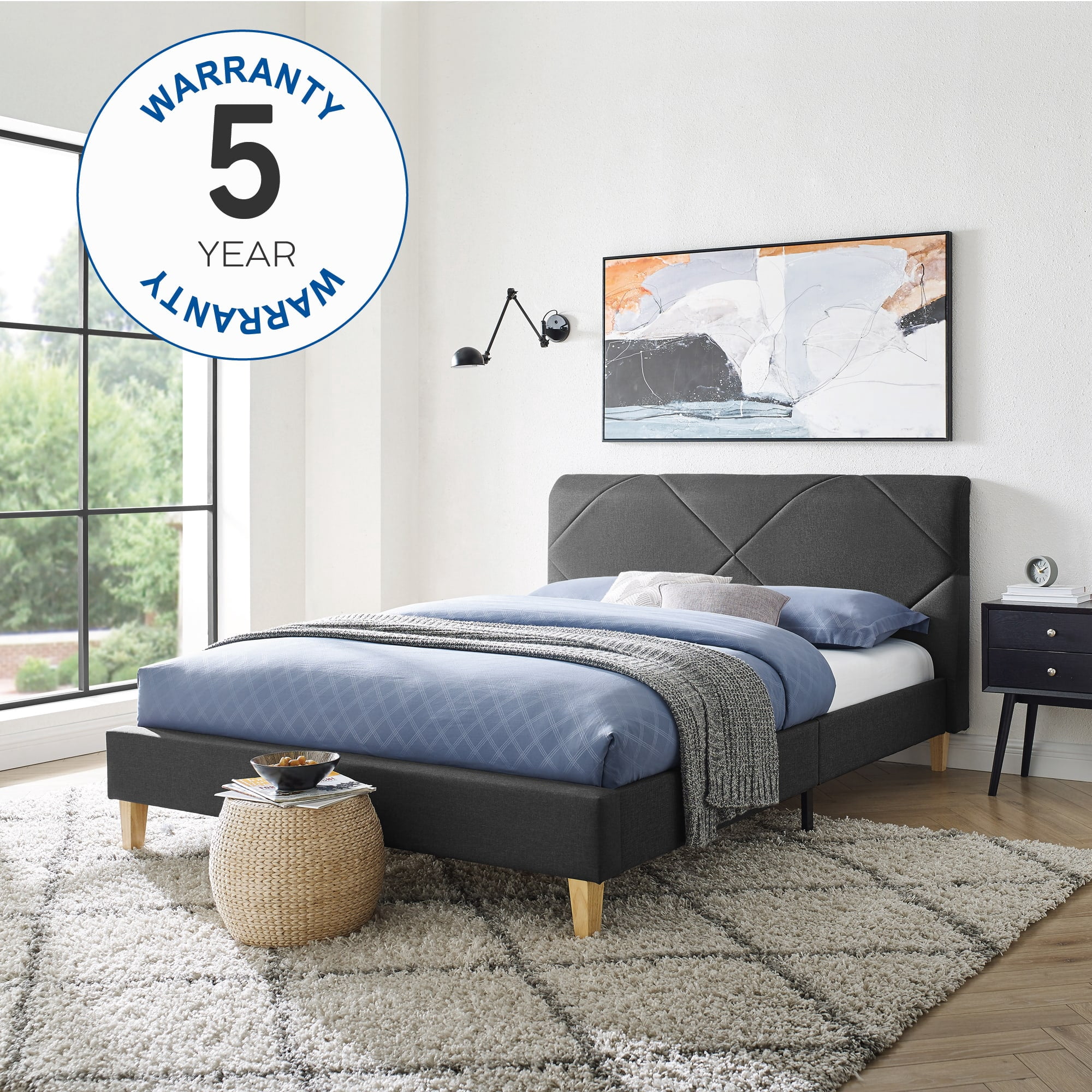 Modern Sleep Linville Upholstered Bed, Queen, Grey