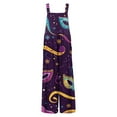 thumbnail image 5 of Fgvctg Mardi Gras Women's Wide Leg Pant Carnival Party Spaghetti Straps Festival Mask Print Jumpsuits Sleeveless Bib Overalls Sprimg Rompers Clothes With Pockets Purple S, 5 of 6