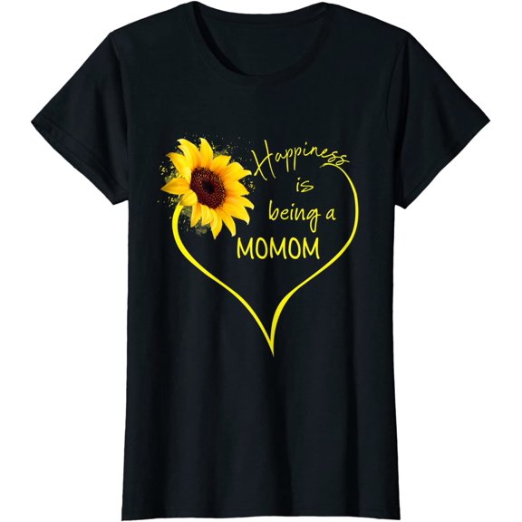 Happiness is being a Momom - Flower heart art shirt T-Shirt