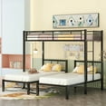 thumbnail image 2 of Metal Twin Triple Bunk Bed, Twin over Twin over Twin Bunk Bed for 3, Noise Reduced Structure, Separates Into 3 Twin Beds, Black, 2 of 7