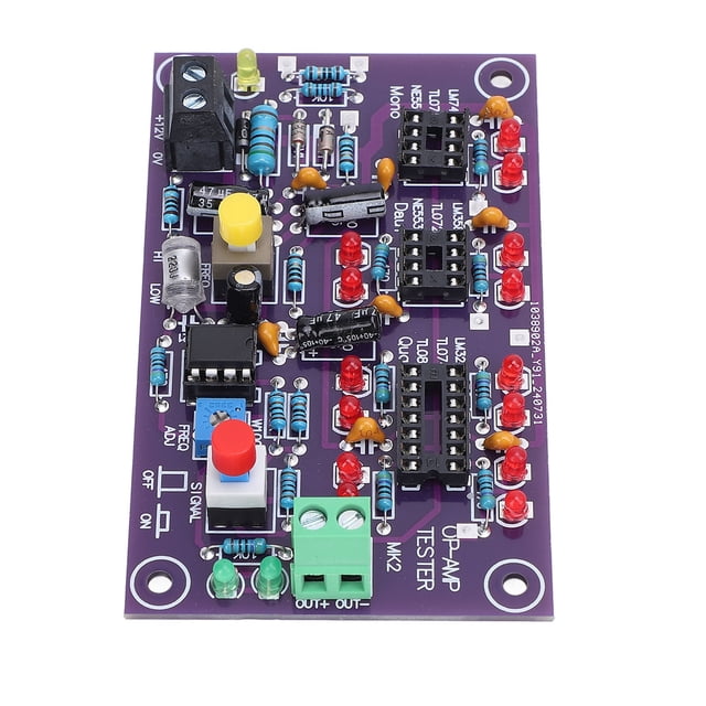 Módulo De Prueba OP AMP, Práctico Tablero De Prueba De Amplificador Operacional PCB DC12V Indicador LED Profesional Para Cuádruple Doble Individual