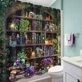 thumbnail image 4 of Gothic Skull Shower Curtain Vintage Withcy Spooky Retro Wizard Magic Bookshelf Succulent Black Unique Cool Bathroom Decor Plant Bath Curtain With Hooks-72"W x 84"L (Pack of 1), 4 of 7