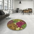 thumbnail image 3 of Ahgly Company Indoor Round Patterned Brown Red Area Rugs, 7' Round, 3 of 6