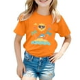 thumbnail image 2 of T Shirts for Girls 7-8 Round Neck Short Sleeve T Shirts Fashion Casual Cartoon Print Vacation Tops Tee for Toddler & Kids Orange,150, 2 of 4