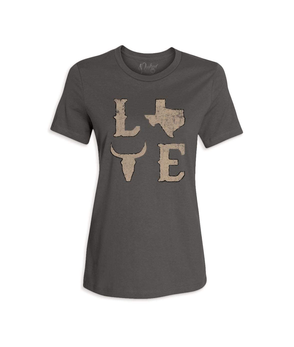 Nayked Women's Ridiculously Soft Graphic Tee | Texas Love, Size: Small, Gray