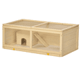 thumbnail image 1 of PawHut Wooden Hamster Cage w/ Sliding Tray for Gerbils, Natural Wood, 1 of 10