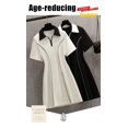 thumbnail image 1 of Grande Fille Nouvelle Robe à Col Mode Femme Taille Serrée Style Mince Manches Courtes Décontractée Mi-Jupe Tendance, 1 of 7
