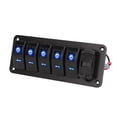 thumbnail image 1 of ON Off Switch Panel, 5 Gang Universal Rocker Switch Panel Multifunction  For Truck For Marine For RV, 1 of 8