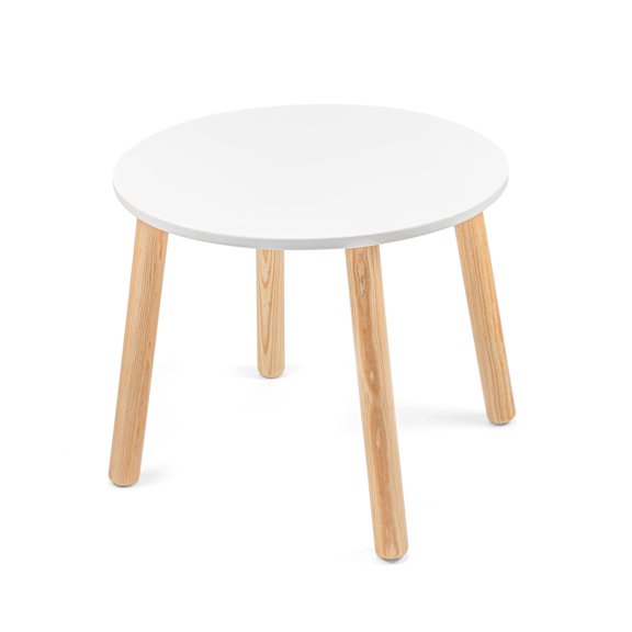 Mesa Infantil De Madera Redondeada Circular Natural Blanca