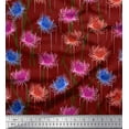 thumbnail image 1 of Soimoi Red Poly Georgette Fabric Artistic Floral Decor Fabric Printed BTY 52 Inch Wide, 1 of 1