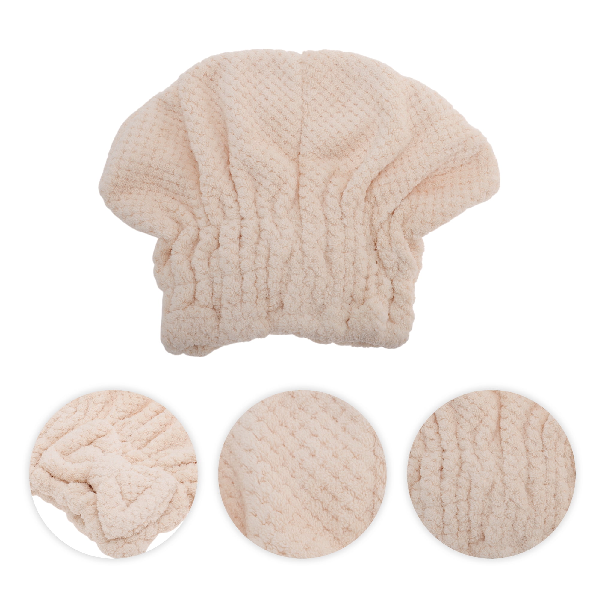 Unique Bargains Water Absorbent Bow Hair Towel for Bathroom and Hotel Use Beige
