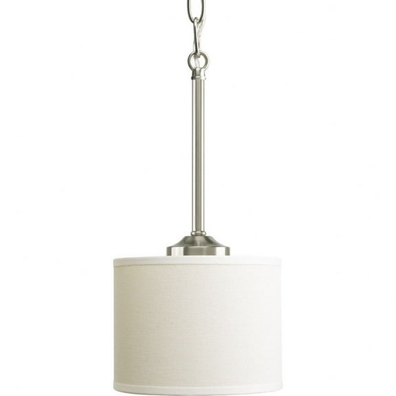 Inspire Collection One-Light Brushed Nickel Off-white Shade Traditional Mini-Pendant Light
