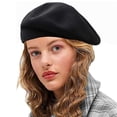 thumbnail image 4 of Boina de lana, gorro cálido de invierno de estilo francés de color sólido para mujer, gorro de pintor de lana retro de otoño e invierno, boina para mujer que combina con todo, 4 of 4
