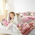 thumbnail image 4 of Manfei Cartoon Christmas Snowman Bedding Comforter Set,Merry Xmas Twin Comforter Sets,Pink Gold Green Bedding Set For Girl Boys Kids,Super Cozy Room Decor Reversible,2-Piece, 4 of 8
