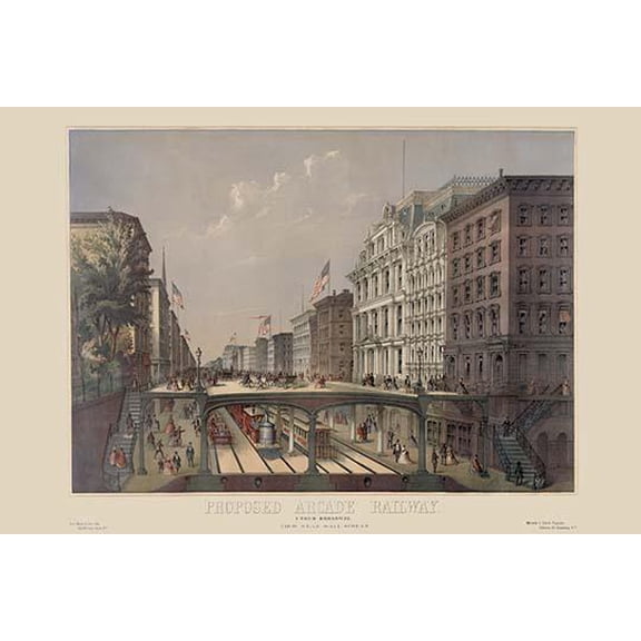 Elevated Railway Near Wall Street- Fine Art Canvas Print (20" x 30")