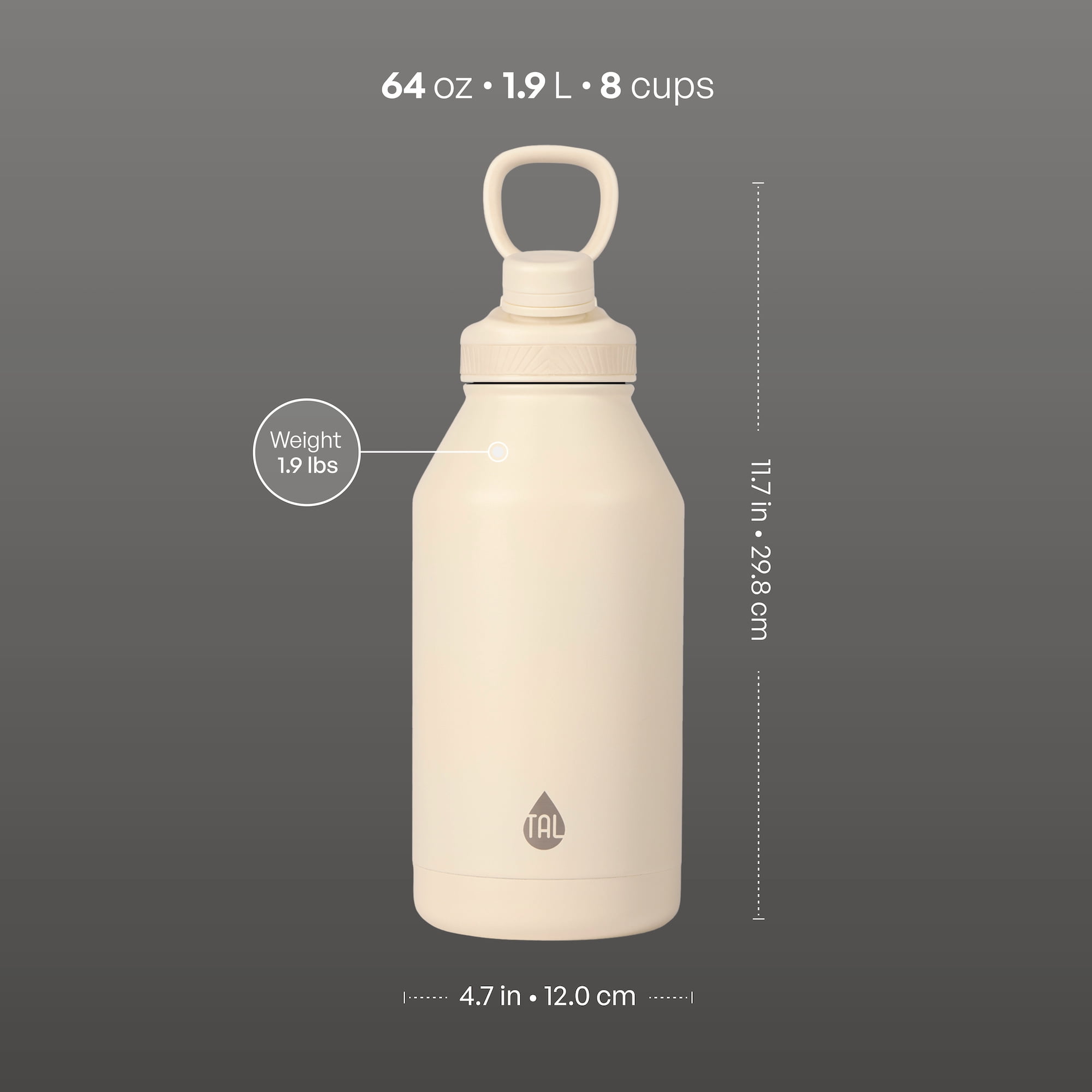 TAL 64oz Stainless Steel Ranger Pro Water Bottle, Cream