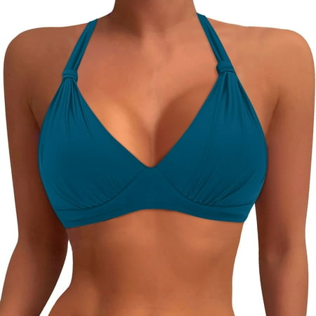 Womens Swimsuits Solid Color Plus Size Bikini Sets For Women Top Large Bust Swim Top Full Coverage Top Sport Bra Top No Bottom Swimwears Holiday Wear Purple S