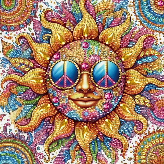 5D DIY diamond art painting kit, fashionable hot Sun special shape diamond canvas, which can be decompressed and relaxed and can be used for home wall decoration