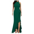 thumbnail image 1 of XDZJLR Robes pour Femmes Fendue Sans Manches Ajustée à Volants Longue Robe de Soirée, 1 of 6
