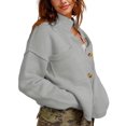 thumbnail image 2 of Womens Sweater Cardigan Long Sleeve Fall Button Down Knit Tops with Pockets Casual Loose Coats Jackets Grey L, 2 of 9